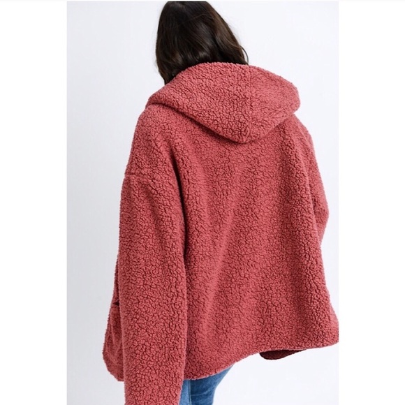 Reversible soft Sherpa open front jacket hoodie - Picture 4 of 6